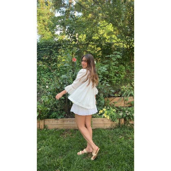 White Eyelet Tiered Mini Skirt - Picture 6 of 7